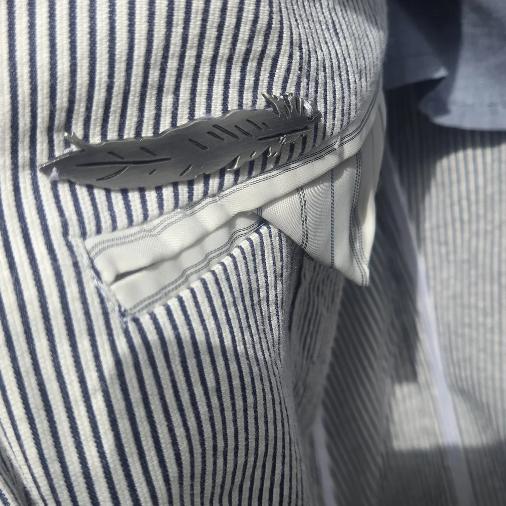 Striped Gray Blazer - Picture 4 of 10